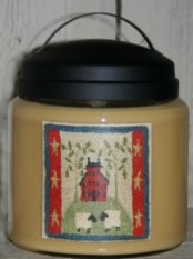Woolen Mill Soy Candle-soy wax, candle, punch needle, brenda gervais, apothecary jar
