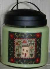 Tea Rose Manor Soy Candle-soy wax, candle, punch needle, apothecary jar