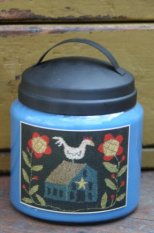 The Homestead Soy Candle-soy wax, candle, apothecary jar, punch needle, brenda gervais, country stitches, sweet clover candle company
