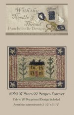 Stars and Stripes Forever-pattern, punch needle, country stitches, brenda, gervais, folkart, patterns, folk art, cloth, weavers cloth, pre-printed, design, dmc floss, floss, Stars, Stripes, Forever