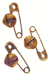 Rusted Safety Pins with Bells